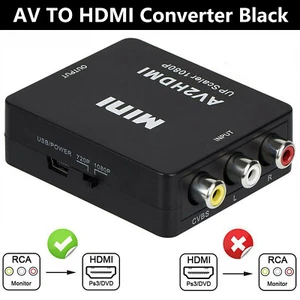 RCA AV to HDMI Converter Adapter For Gamecube Nintendo Sega Genes NES SNES N64 - Picture 1 of 12