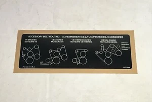 TAHOE YUKON SUBURBAN BELT ROUTING UNDER HOOD DECAL LABEL 2000-2005  12575049 - Picture 1 of 3