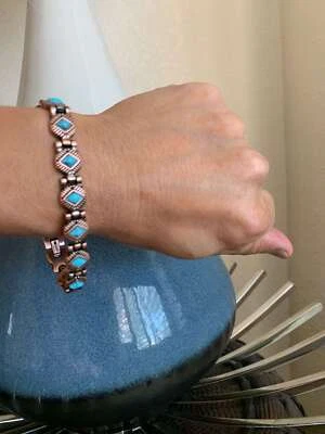 Turquoise Copper Magnetic Bracelet Restore Balance Energy Power Christmas Gift - Image 1 of 4