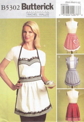 Butterick 5302 Aprons 4 Designs Half and Full size S-M-L Sewing Pattern - Image 1 of 2