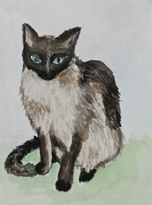 Aceo Siamese Cat Original painting in acrylic - Picture 1 of 1