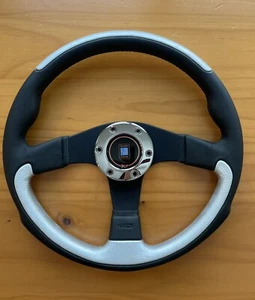 Nardi Black And Silver Perforated Leather Steering Wheel - Picture 1 of 5