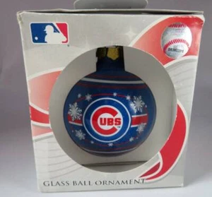 NEW Chicago CUBS Glass Ball CHRISTMAS ORNAMENT Logo Baseball Snow Cubbies MLB - Picture 1 of 2