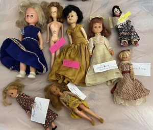 Lot 8  Vintage DOLLS - Assorted.  7” -11”, 2 Mattel, PAM DOLL Jointed 1960s-70s - Picture 1 of 13