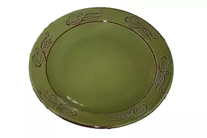 Piatto 9" ceramica Wisconsin - verde e marrone bicolore - design foglia floreale unico - Foto 1 di 4