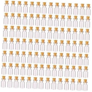 100pcs 1ml Small Mini Glass Bottles Jars with Cork Stoppers Tiny Vials for - Picture 1 of 8