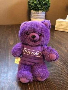 Crayola 1986 Burger King Purple Teddy Bear Plush Stuffed Animal - Picture 1 of 10