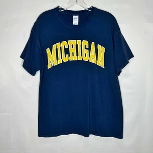 Gildan Woman’s Top sz Lg. Michigan Wolverines Navy Blue & Yellow T-shirt - Picture 1 of 7