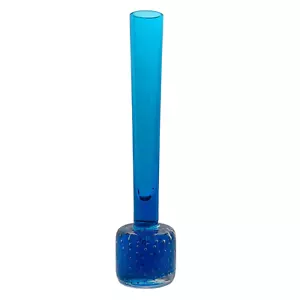 Vintage Ekenas Swedish Blue Glass Stem Vase - Scandinavian Art Glass - Picture 1 of 11