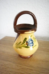 Vase, Keramik/Tongefäß mit Henkel Handarbeit  Handbemalt aus Nachlass - Bild 1 von 4