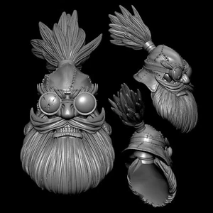 Gumore el enano Steampunk cabeza personalizada para legiones míticas y otras figuras de acción - Imagen 1 de 1
