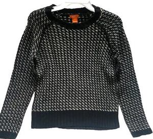 Joe Fresh Small Black While Marble Sweater Jumper Sweatshirt Raglan Style Sleeve - Picture 1 of 8