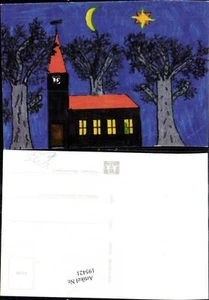 195421, Aldea Infantil SOS W 5/89 dibujo iglesia b. árbol nocturno estrellas luna - Imagen 1 de 1