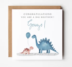 New Sibling Card, Going To Be A Big Brother, Dinosaur Card, Pregnancy - Picture 1 of 5