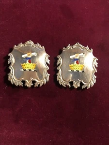 Two Antique Sterling Silver & Enamel Heraldic Plaques - Picture 1 of 5