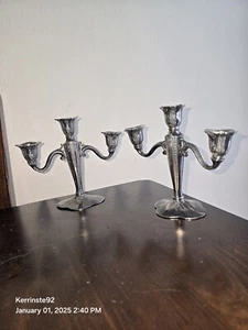 Vtg Pair Of Weidlich Bros WB 2268 Silver Plate Candelabras Candlestick Holders - Picture 1 of 10