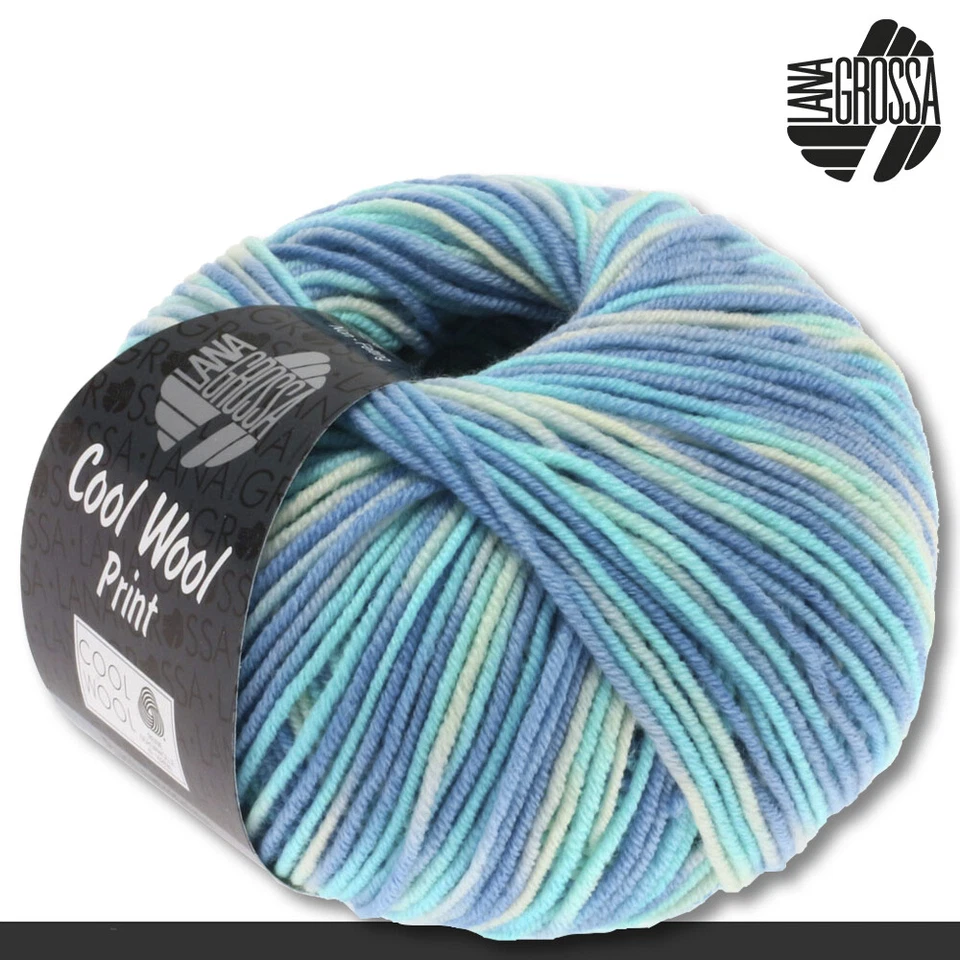 Lana Grossa wolle Cool Wool 2000 728 Himmelblau/türkis/natur