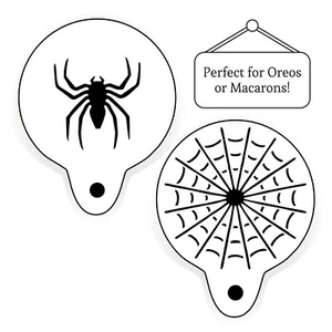 Spider Spiderweb Macaron Oreo Cookie Stencils Halloween Small Mylar Stencil Set - Picture 1 of 8