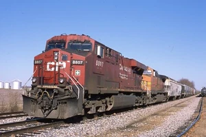Original Railroad Slide CP Canadian Pacific 8807+1 ES44AC at Roodhouse, IL - Picture 1 of 1
