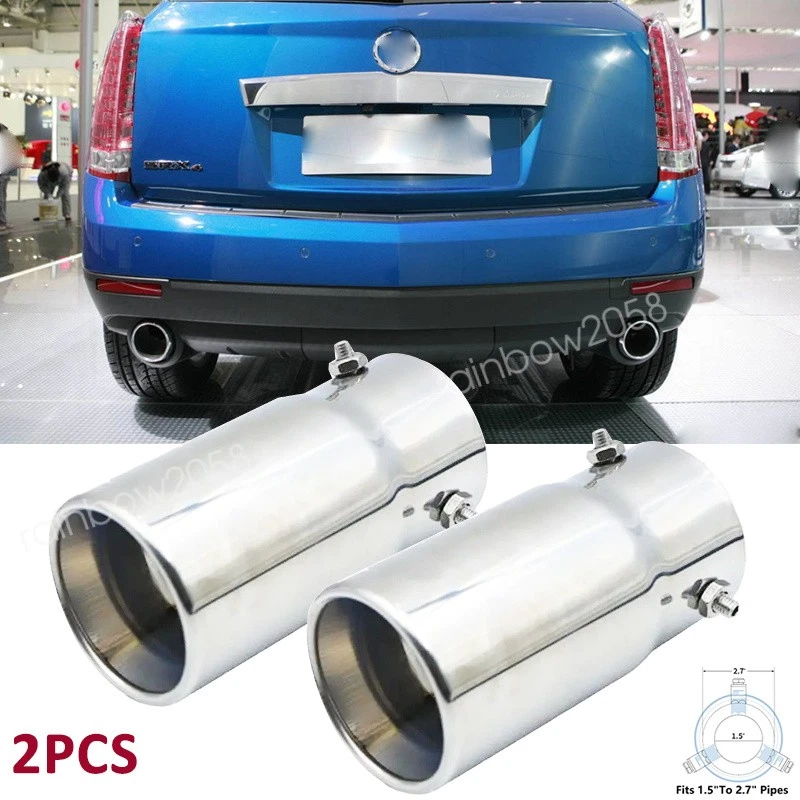 2PCS Exhaust Pipe Tip Rear Tail Throat Muffler Chrome For Cadillac SRX 2004-2016 Foto 1 de 4