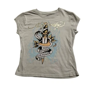 Ed Hardy T-shirt Women’s Size Medium Light Blue graphic t-shirt  - Picture 1 of 4