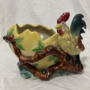 Vintage Ceramic Rooster with Egg Planter Japan 5"x5" - Picture 1 of 6