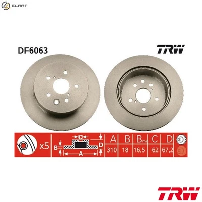 2x BRAKE DISC DF6063 FOR LEXUS GS TOYOTA 2AD-FHV/FTV 2.2L 4cyl IS II 3.5L 6cyl - Image 1 of 4