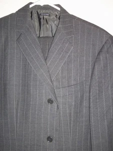SA157- MINT VESTIMENTA SOFT VIBRANT WOOL DARK GRAY STRIPE ITALIAN SUIT- 42L - Picture 1 of 10