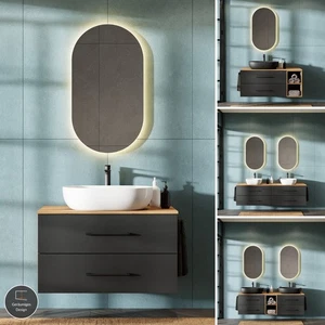 Planetmöbel Badmöbel Set LUX Eiche Anthrazit Unterschrank mit/ohne Waschbecken - Bild 1 von 35