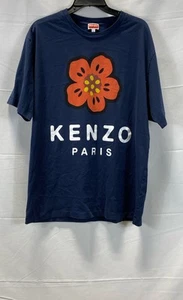 Kenzo Mens Blue Floral Graphic Crewneck TShirt Tee S/S Casual Shirt L - Picture 1 of 6