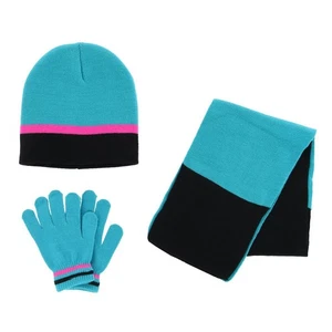 Polar Wear Girl's 3-6 Color Block Winter Beanie Scarf and Gloves Set - Picture 1 of 9