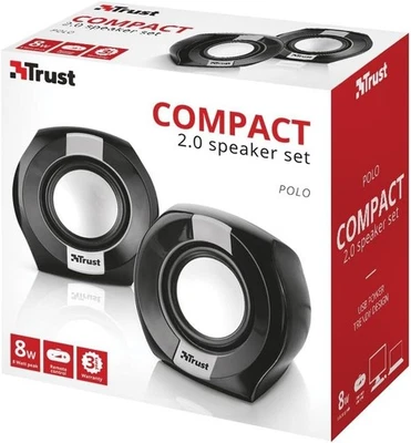 TRUST COMPACT POLO CASSE MINI 8 W ALIMENTAZIONE USB PC SPEAKER LAPTOP NOTEBOOK - Immagine 1 di 4