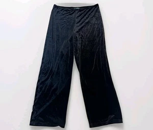 Lauren Ralph Lauren Velvet Pants Women’s Size Large Black Wide Leg Pullon - Picture 1 of 10
