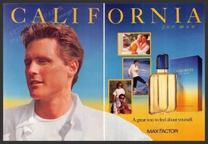 Max Factor 1990s Print Ad (2 pages) 1990 California for Men (Not the cologne) - Picture 1 of 1