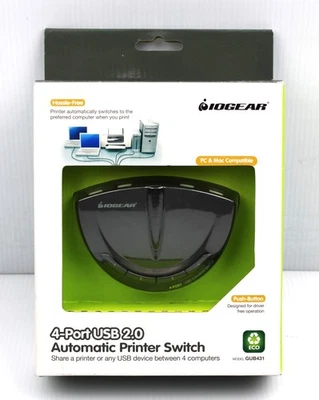 IOGear | GUB431 | 4-Port USB 2.0 Automatic Printer Switch - New - Image 1 of 4