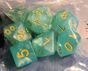 Dados poliédricos verde azulado 7 piezas DND para Dungeons & Dragons RPG D&D Magic The Gathering - Imagen 1 de 1