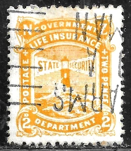 HICK GIRL-USED NEW ZEALAND STAMP SC#OY19 1921 LIFE INSURANCE H360 - Picture 1 of 2