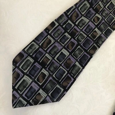 Corbata de seda J Garcia New York NY púrpura gris colección catorce 1996 Foto 1 de 4