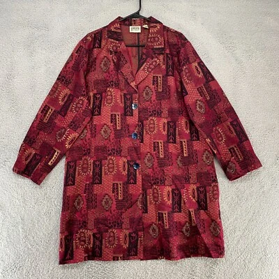 Vintage Chicos Blazer Jacket Womens 3 / XL Silk Tribal Art to Wear 80s 90s Funky - Image 1 of 4