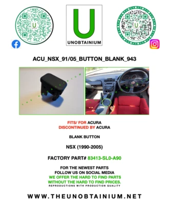 FITS/FOR ACURA NSX BUTTON BLANK PART #83413-SL0-A90 - Image 1 of 2