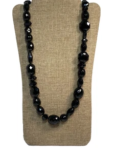 Vintage French Jet Style Faceted Crystal Beaded Necklace & Earrings Set - Picture 1 of 8