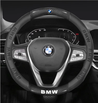 15" PU Leather+Carbon fiber Steering Wheel Cover For 1916-2025 BMW All Cars - Image 1 of 4