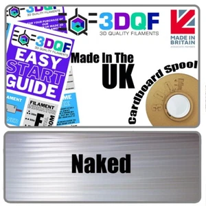 UK hergestellt nacktes klares 3D-Druckfilament 1,75 mm PLA 1 KG 3DQF - Bild 1 von 5
