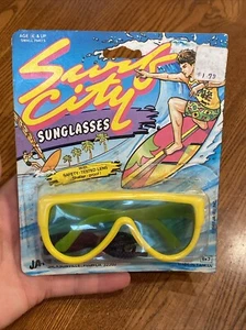 Vintage 1987 Surf City Ja-Ru Cool kids Sunglasses Pop Shades toy NEW Neon Yellow - Picture 1 of 12