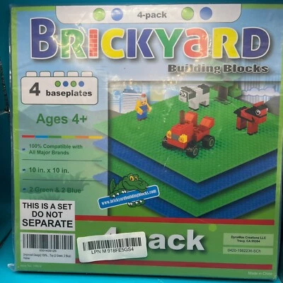 "Nuevo paquete de 4 bloques de construcción de ladrillo placa base 10""x10"" Dynamax totalmente nuevo" Foto 1 de 2