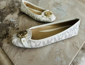 MICHAEL Michael Kors Fulton Moc scarpe piatte donna beige pelle taglia 7,5 - LEGGI - Foto 1 di 11