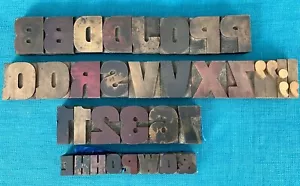 Vintage Wooden Letterpress Type: Caps Numbs Gothic Sans Wide 12-Line 2” 50mm - Picture 1 of 3
