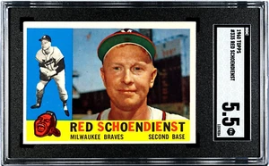 1960 Topps Baseball #335 RED SCHODIENST SGC 5.5 EX+ Milwaukee Braves Salón de la fama - Imagen 1 de 2