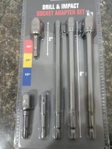 6 pc 6" & 2" Impact Grade Socket Adapter Set 1/4" 3/8" 1/2" Drive 1/4" Hex(Y-2) - Picture 1 of 4