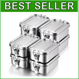 Compact 8-Pack Metal Lunch Containers – Dishwasher Safe & Portable Bento Box Set - Picture 1 of 9